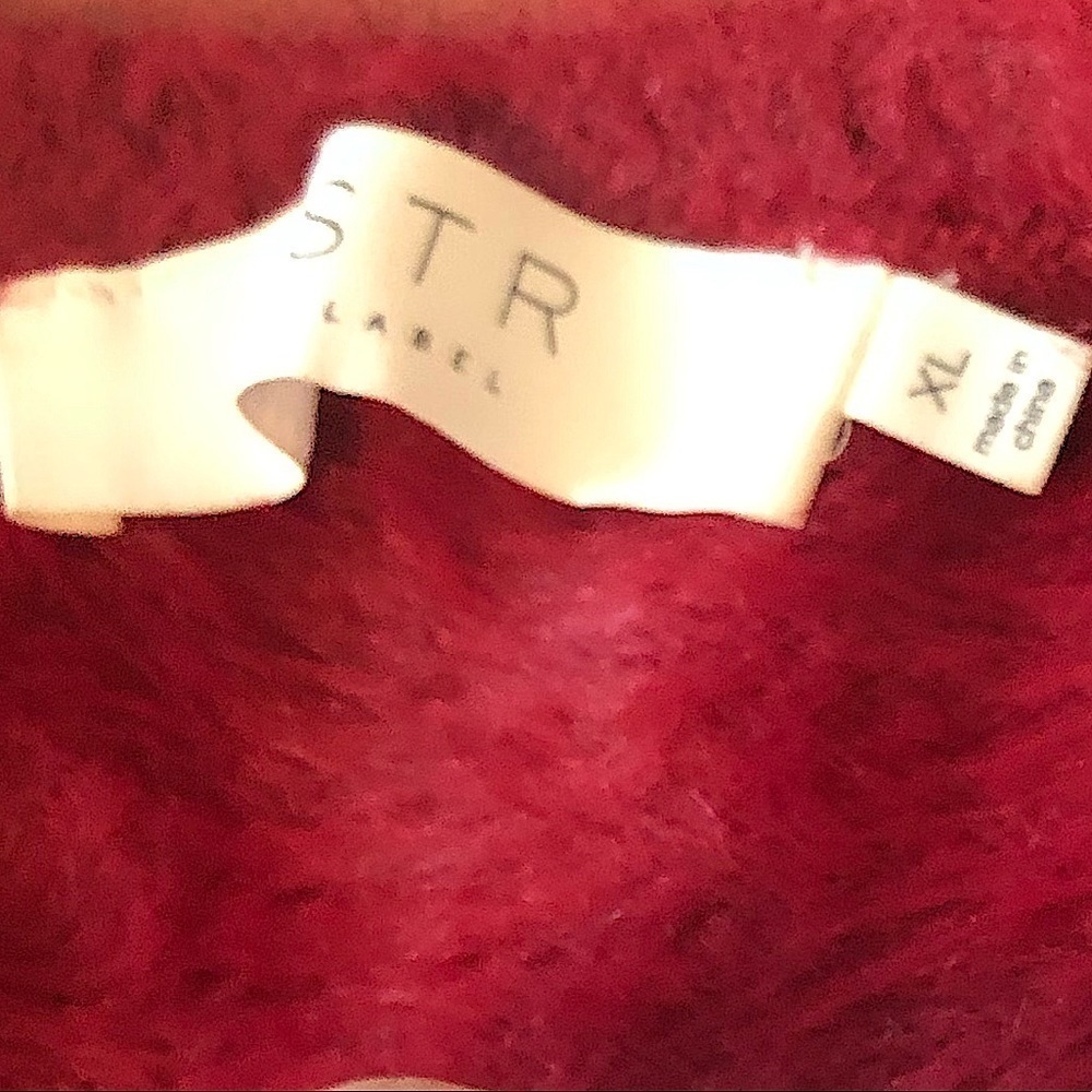 ASTR The LABEL Y2K Square Neck Puff Sleeve Fuzzy Faux Fur Crop Fitted Sweater XL - Picture 8 of 8